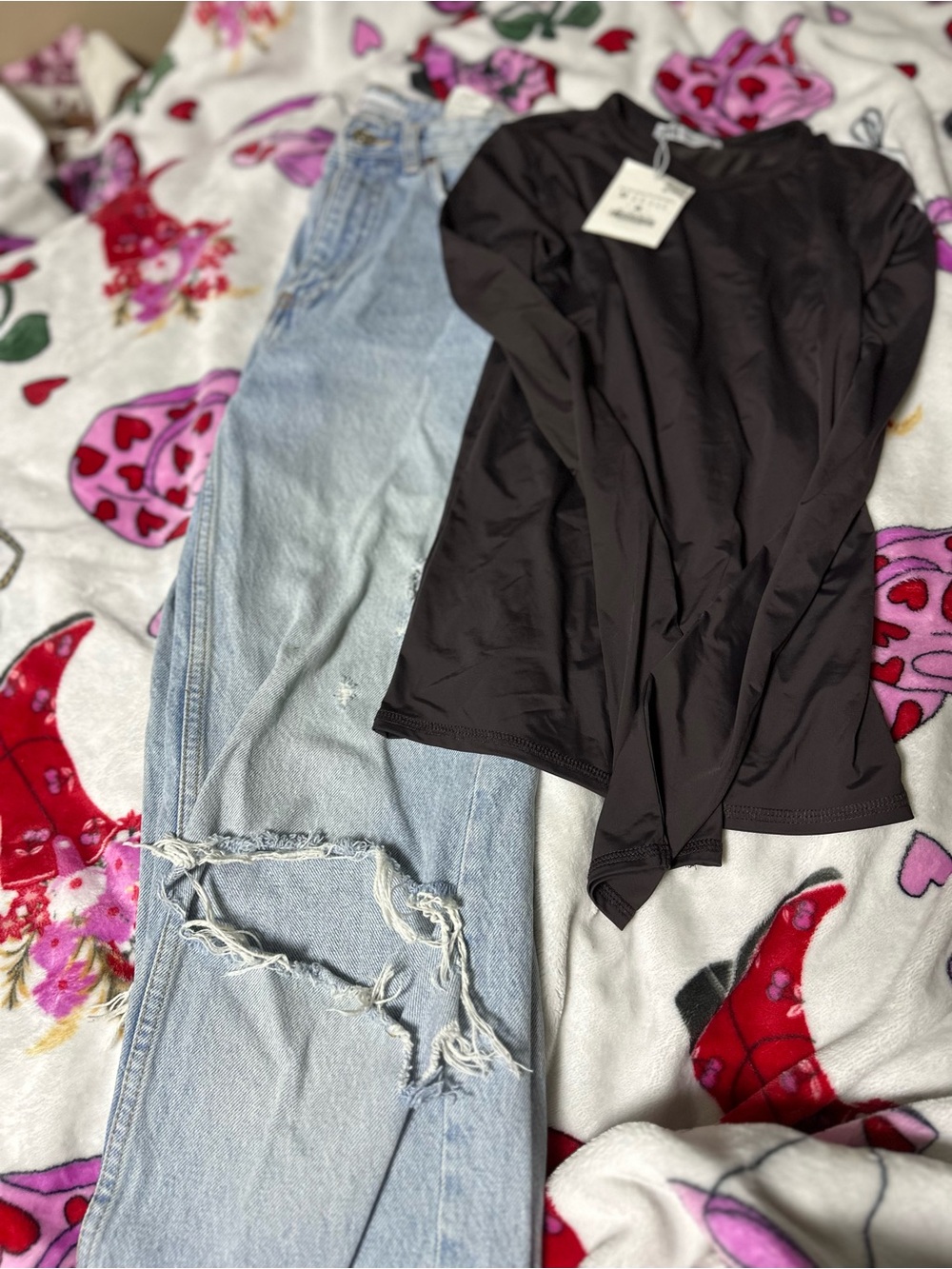 Brown zara long sleeve and Zara jeans